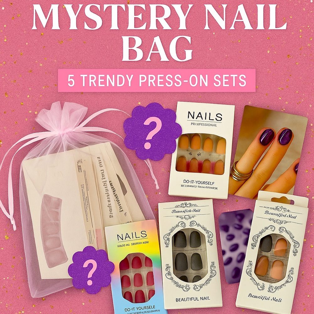💅 Mystery Press-On Nail Bundle | 5 Assorted Trendy Sets | Surprise Bag!